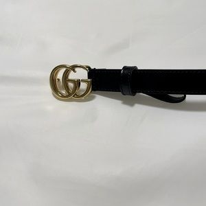 Gucci belt size 85 black, shiny gold